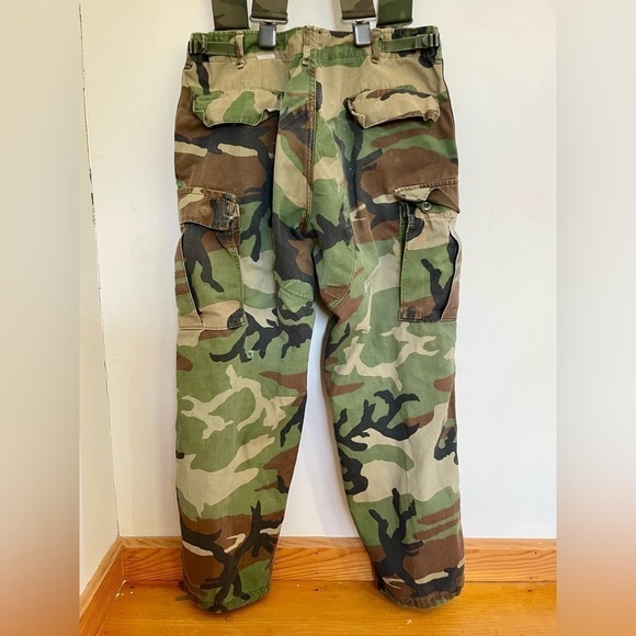 Camo Trousers Cargo Pocket Pants with Suspenders | Size Medium Regular - Picture 7 of 12